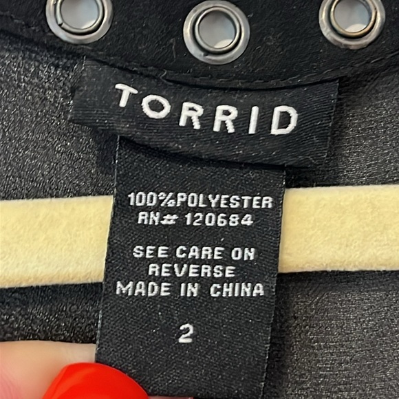 Sheer torrid Long Tank Top Black with Silver Rivets Size 2 gently used - Picture 3 of 4